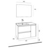 Mobile bagno sospeso Resia con specchio bianco larice 90x46x54 H