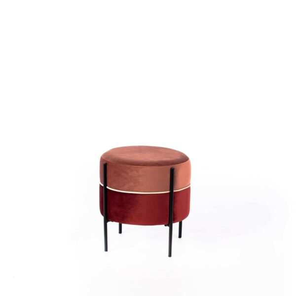 Burmy -Pouf bicolore - rosa antico e bordeaux con gambe nero -STONES