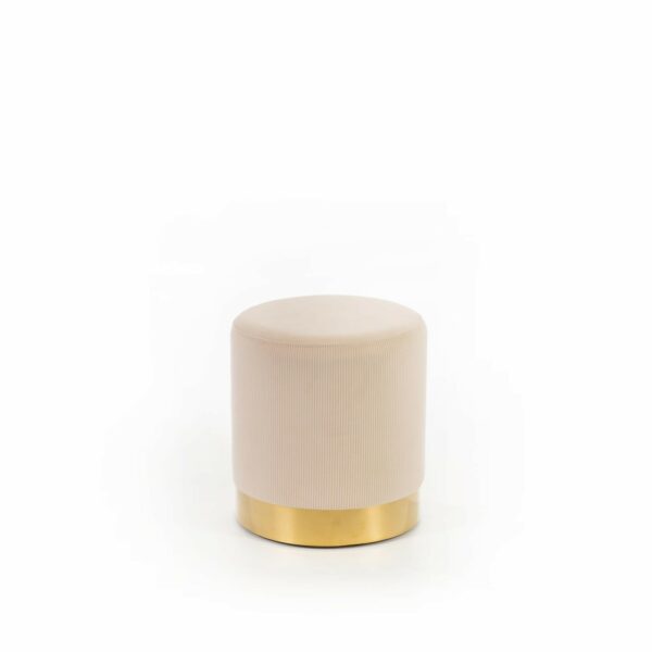 Toffee - Pouf monocolore in velluto con inserto in oro- panna e oro -STONES