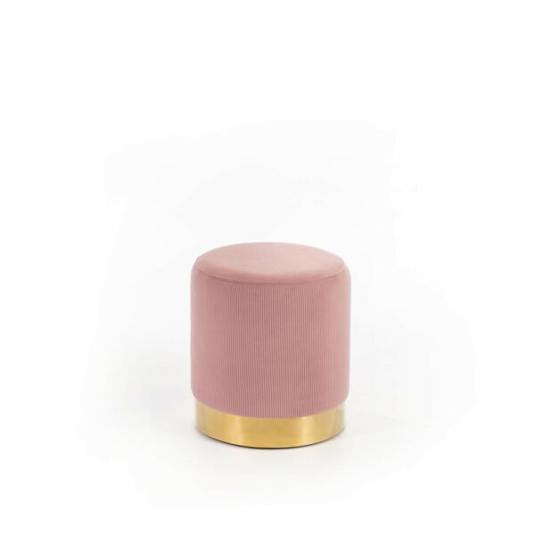 Toffee - Pouf monocolore in velluto con inserto in oro- rosa cipria e oro -STONES