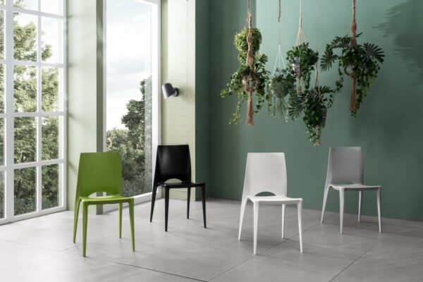 Denise-set da quattro sedie in poliprene-colore grigio