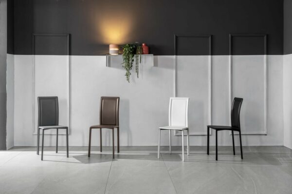Net- set da quattro sedie in similcuoio grigio scuro- STONES
