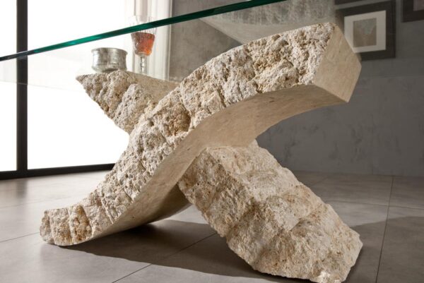 Xenon – Tavolino con base in pietra e top in vetro – STONES