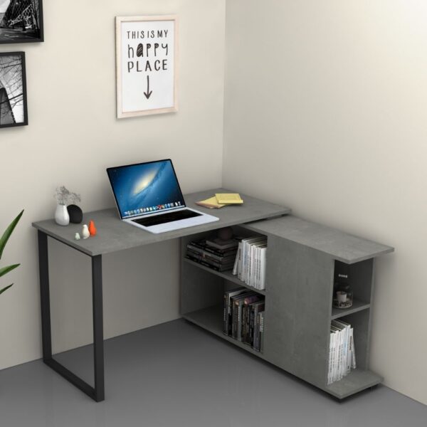 Scrivania con libreria Oslo cemento 120x60 cm.