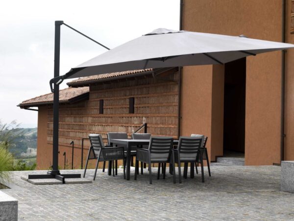 Ombrellone alluminio montana 3x3h2,65m grigio palo laterale