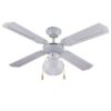 Ventilatore da soffitto 4 Pale 1 Luce D.105 cm 50w colore BIANCO DA54012