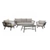 Salotto alluminio Riverside tortora 3 posti con cuscini crema (bracciolo in hpl)