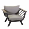 Salotto alluminio Riverside tortora 3 posti con cuscini crema (bracciolo in hpl)