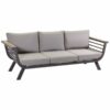 Salotto alluminio Riverside tortora 3 posti con cuscini crema (bracciolo in hpl)