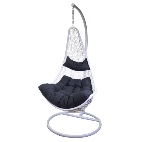 Dondolo pensile Rialto bianco con supporto e cuscino grigio cm82x65h124
