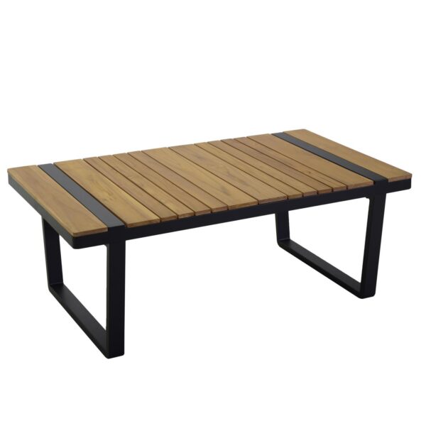 Salotto alluminio Idaho corda 2p antracite con cuscini grigio + top legno