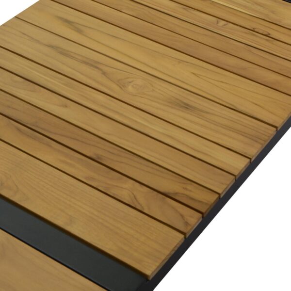 Salotto alluminio Idaho corda 2p antracite con cuscini grigio + top legno