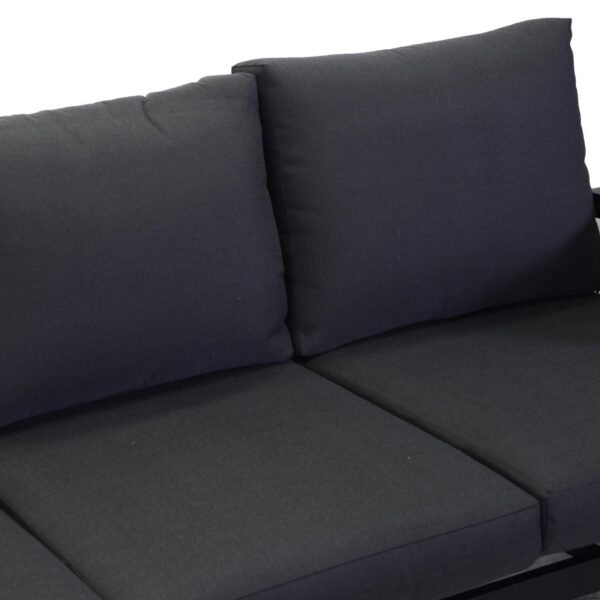 Salotto alluminio Idaho corda 2p antracite con cuscini grigio + top legno