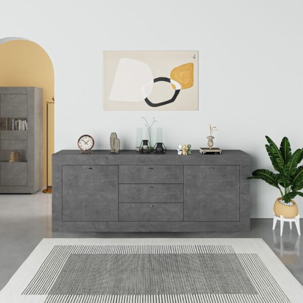Madia Ocean 2 ante e 3 cassetti grigio beton 210x45x84h