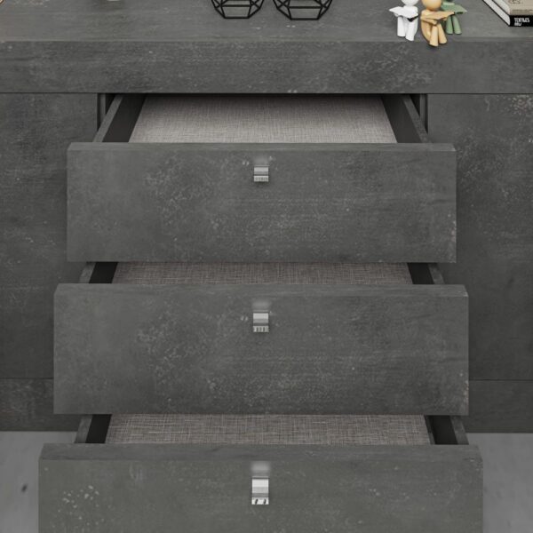 Madia Ocean 2 ante e 3 cassetti grigio beton 210x45x84h