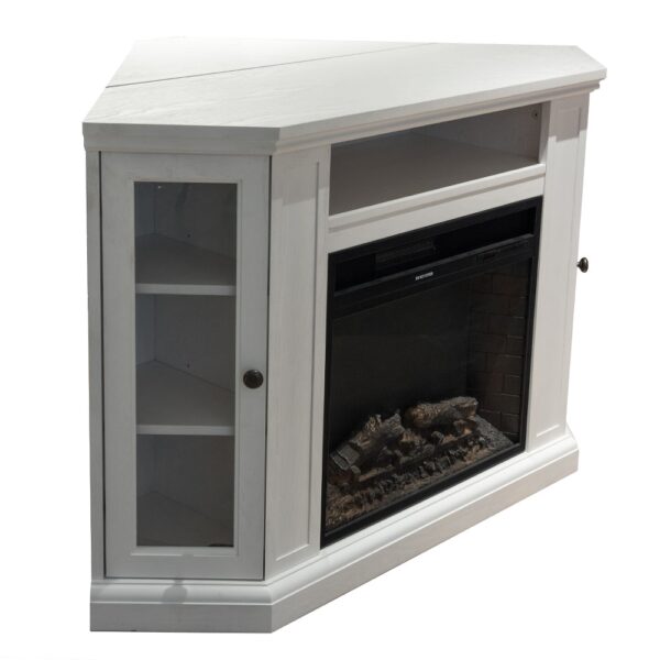 Camino elettrico caminetto da terra MADISON in legno Bianco L126 x P78 x H80,5