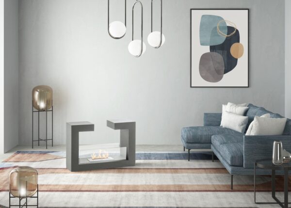 Tete a tete - Biocamino da terra (25cm X 78cm H. 58cm) – Grigio – Design twist