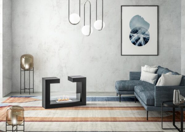 Tete a tete - Biocamino da terra (25cm X 78cm H. 58cm) – Nero – Design twist
