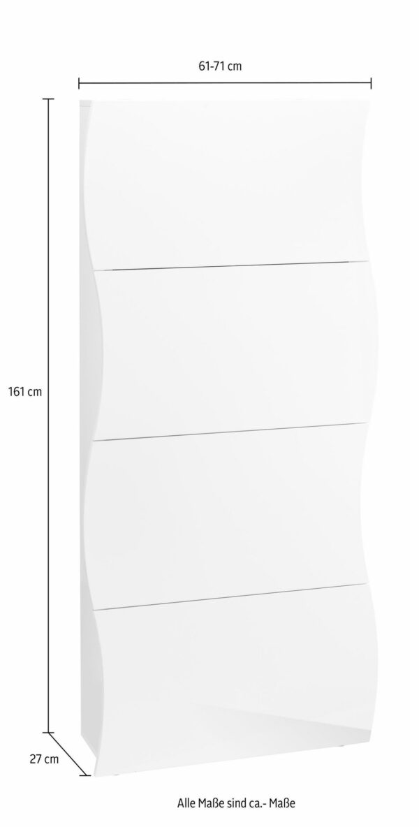 Scarpiera Onda 4 Ante a Ribalta 71x161,4x26,6 cm – Bianco Lucido