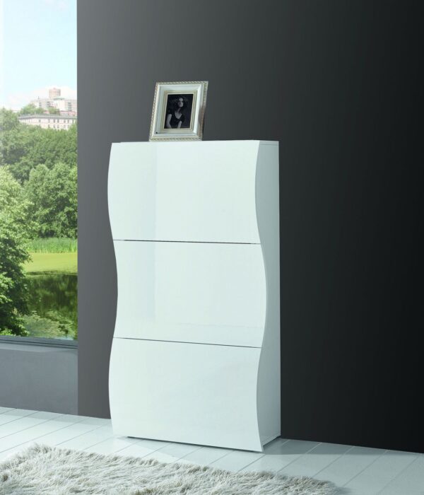 Scarpiera Onda 3 Ante a Ribalta 71x121x26,6 cm – Bianco Lucido