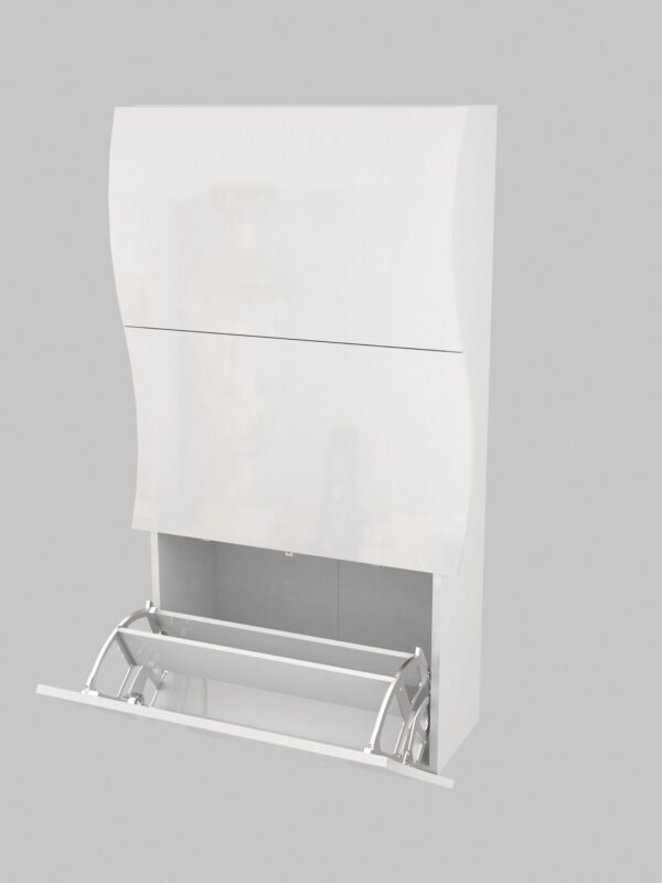 Scarpiera Onda 3 Ante a Ribalta 71x121x26,6 cm – Bianco Lucido