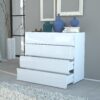 Comò Onda Kommode 4 Cassetti – 98x81,5x40 – Bianco Lucido