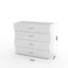 Comò Onda Kommode 4 Cassetti – 98x81,5x40 – Bianco Lucido