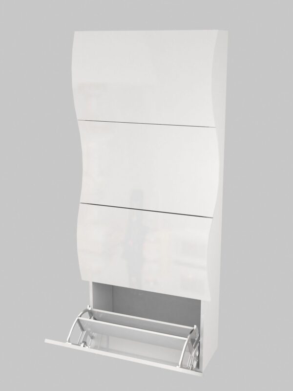 Scarpiera Onda 4 Ante a Ribalta 71x161,4x26,6 cm – Bianco Lucido