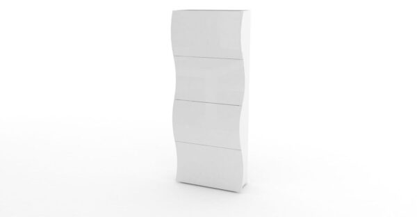 Scarpiera Onda 4 Ante a Ribalta 71x161,4x26,6 cm – Bianco Lucido