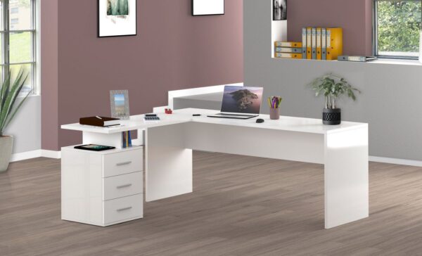 Scrivania ad angolo New Selina – 180x75x60 – Bianco Lucido