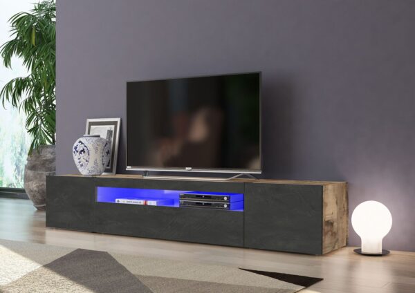 Mobile Porta TV Daiquiri – 200cm – Acero Pereira e Ardesia