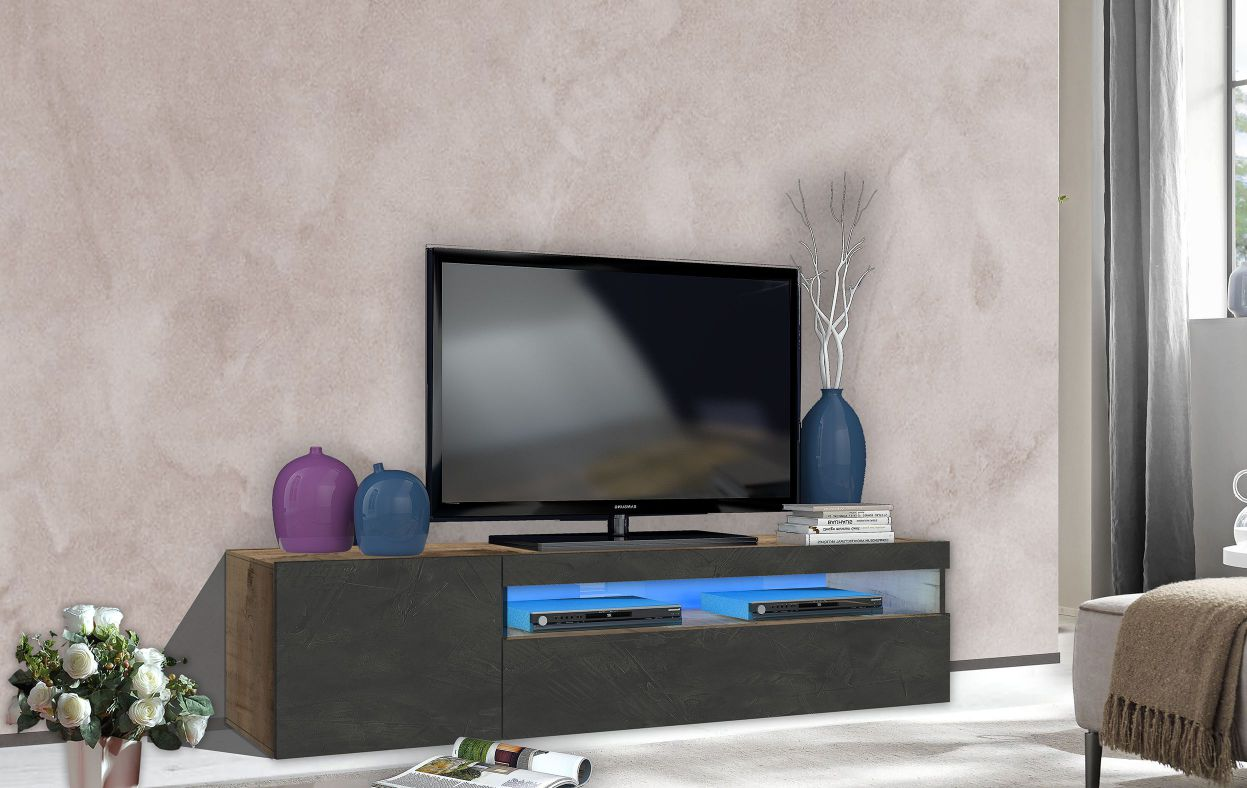 Mobile Porta TV Daiquiri – 155cm – Acero Pereira e Ardesia