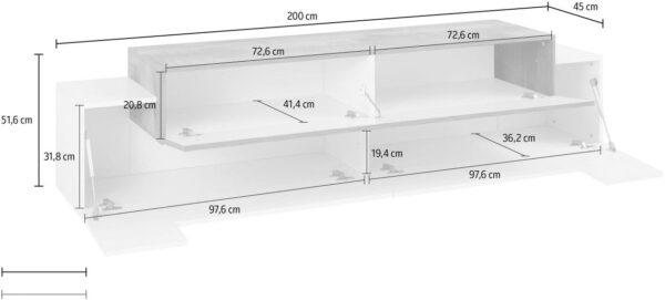 Credenza Coro Moderna 2 ante – Bianco Lucido e Report