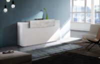 Credenza Coro Moderna 3 ante – Bianco Lucido e Cemento