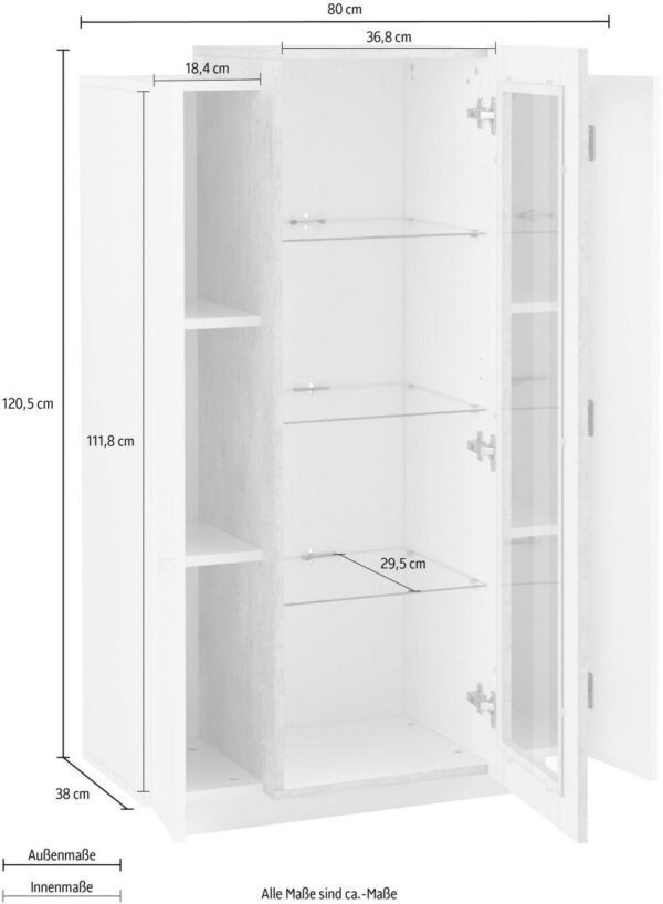 Vetrina Coro – Bianco e Cemento – 80x120x38