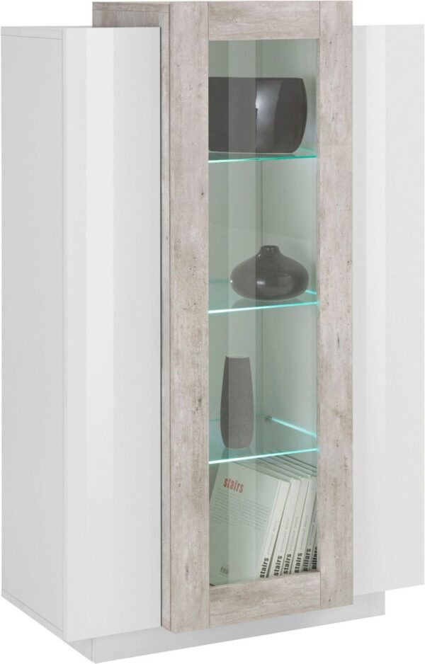 Vetrina Coro – Bianco e Cemento – 80x120x38