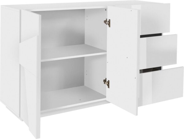Credenza Ping 140 – 2 ante/3 cassetti – Bianco Lucido