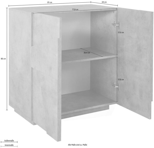 Credenza Ping 80 – 2 ante – Cemento Bronx