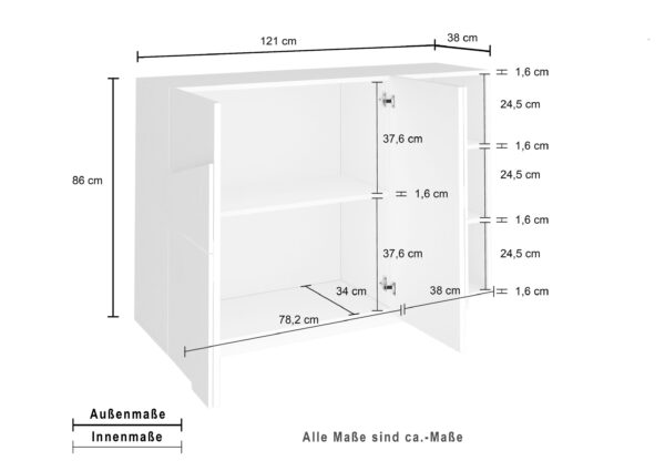 Mobile Multiuso Ping 120 – 2 ante/ 3 vani – Ardesia