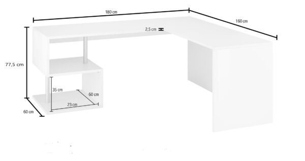 Scrivania Esse Angolare – 160x77,5x60 – Bianco Lucido