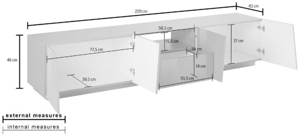 Mobile Porta TV Vega 220 – 4 ante – Ardesia
