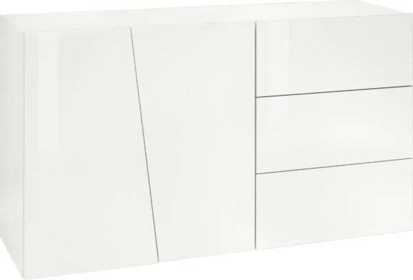 Credenza Vega 140 – 2 ante/3 cassetti – Bianco Lucido