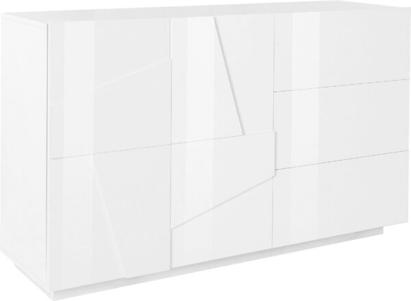Credenza Ping 140 – 2 ante/3 cassetti – Bianco Lucido