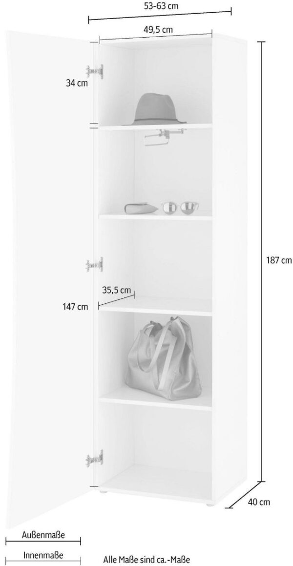 Armadio Arco – 1 anta – 63x187x40 – Bianco Lucido
