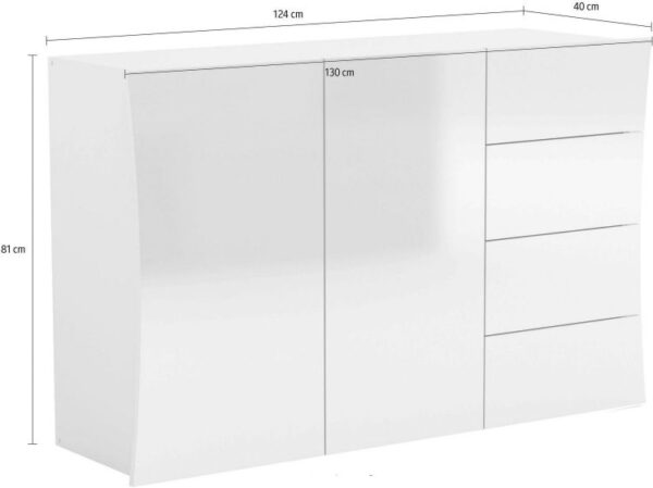 Mobile Multiuso – 2 ante/4 cassetti – Bianco Lucido