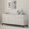 Credenza Metis 170 con piedistallo – 2 anta + 3 cassetti – Bianco Lucido