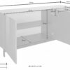 Credenza Metis 170 con piedistallo – 2 anta + 3 cassetti – Bianco Lucido