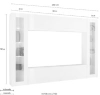 Parete soggiorno Maruska 2 vetrine– 260x180x30 – Bianco Lucido