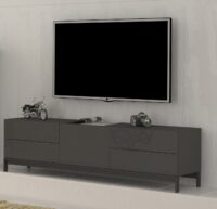 Mobile Porta TV Metis 170 con piedistallo in metallo nero – 1 anta + 4 cassetti – Antracite Lucido