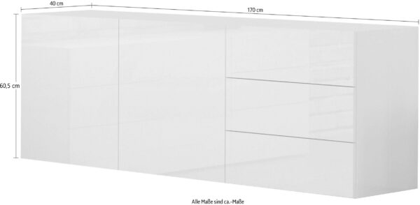 Credenza Metis 170 – 2 anta + 3 cassetti – Bianco Lucido